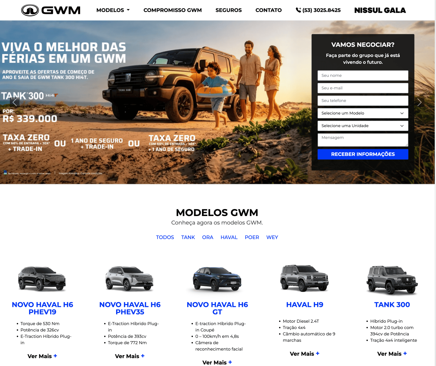Nissul Gala GWM: Site de Alta Performance com SEO para Geração de Leads - 